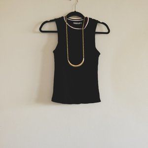 Cute Farrow Ribbed Tank with Striped Collar - S
